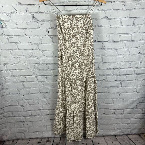 Rails Leni Floral Midi Dress Cafe Adjustable Back Tie Straps Tiered Skirt L NWT - Picture 1 of 14
